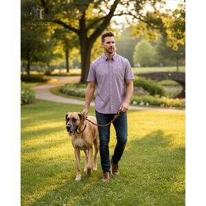 7 Diamonds Mens XL Dusty Rose Geo Pattern 4-Way Stretch Casual Button Up Shirt